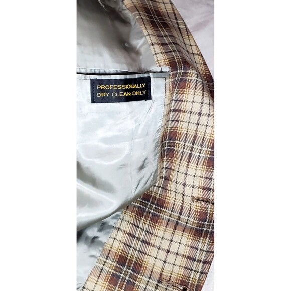 Vintage Hart Schaffner Marx 2-Button Plaid Blazer Mens Chest 44 Tan Beige - Picture 5 of 15